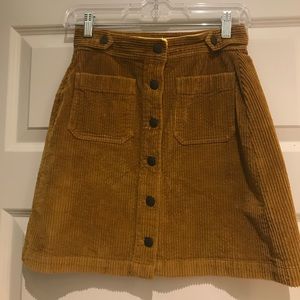 Corduroy Button Mini Skirt